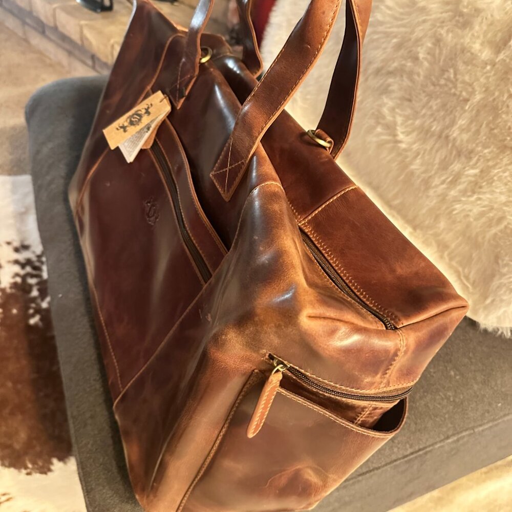 NEW Sid & Vain Luxury Travel Duffel Bag Hand Made Genuine Leather - Picture 2 of 10